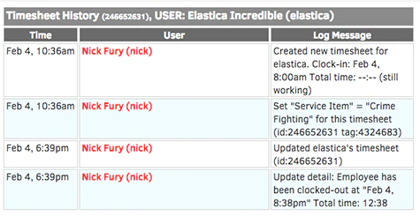 Timesheet History